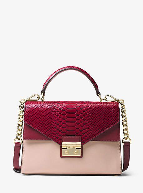 michael kors sloan color block leather and logo satchel|Sloan Color.